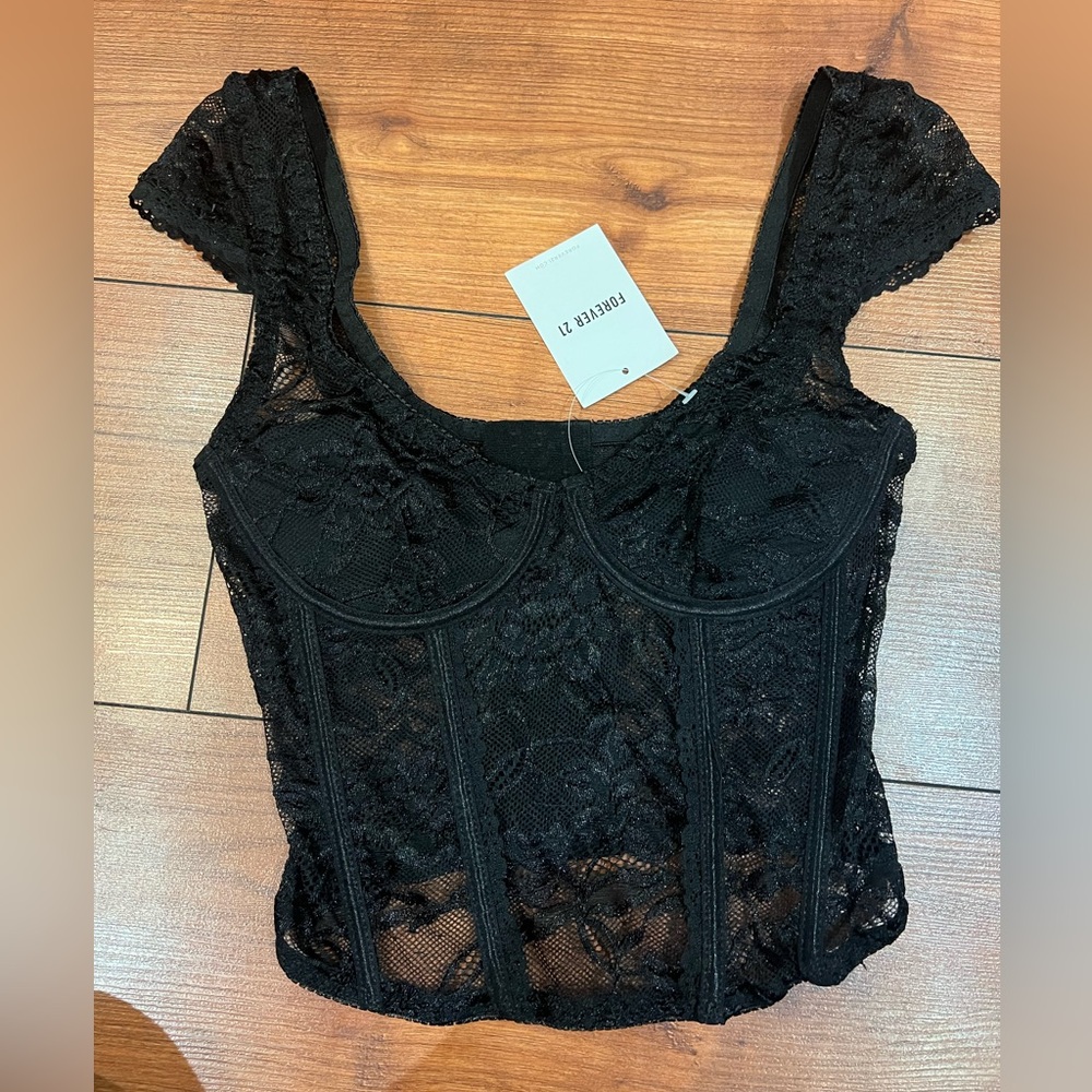 Forever 21 black lace corset size small